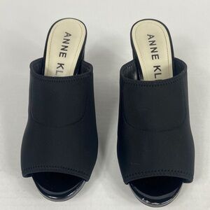 Anne Klein Ostrid Black Stretchy Fabric Mules Sandals Shoes Womens Size 8